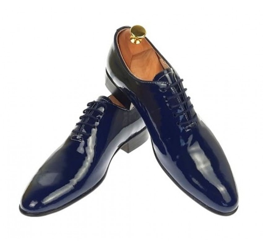 Oferta marimea  38, 41, - Pantofi barbati eleganti bleumarin din piele naturala lac, ENZO - LMOD1BLMLAC