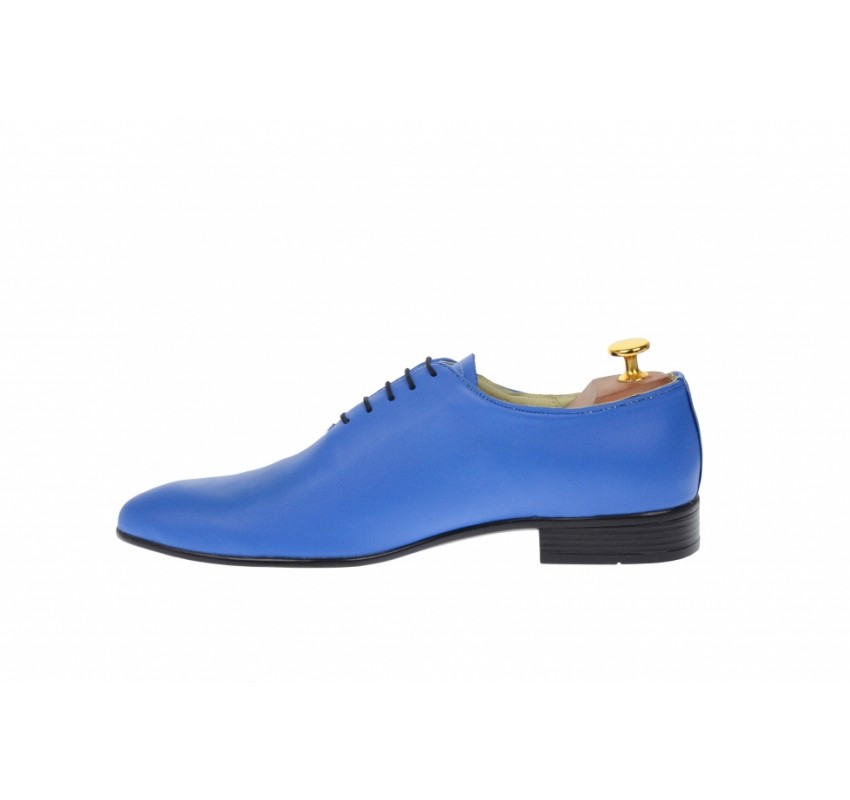 Oferta marimea 42 - Pantofi barbati office, eleganti din piele naturala ENZO BLUE, LMOD1BLU