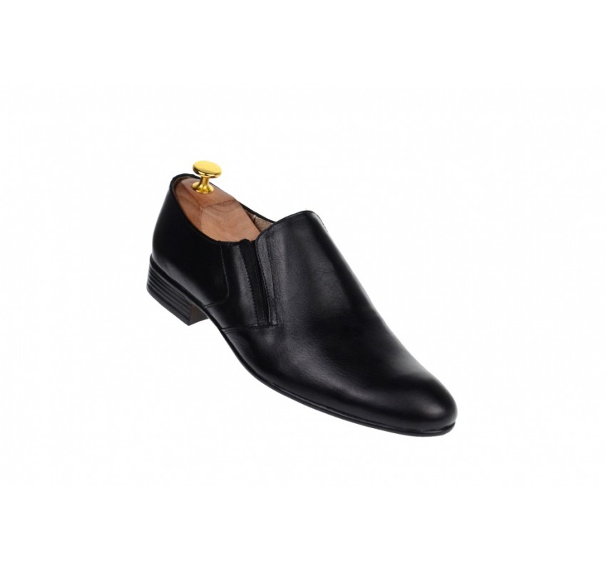 OFERTA MARIMEA  42  - Pantofi barbati cu elastic eleganti casual din piele naturala neagra LMOD1NEL