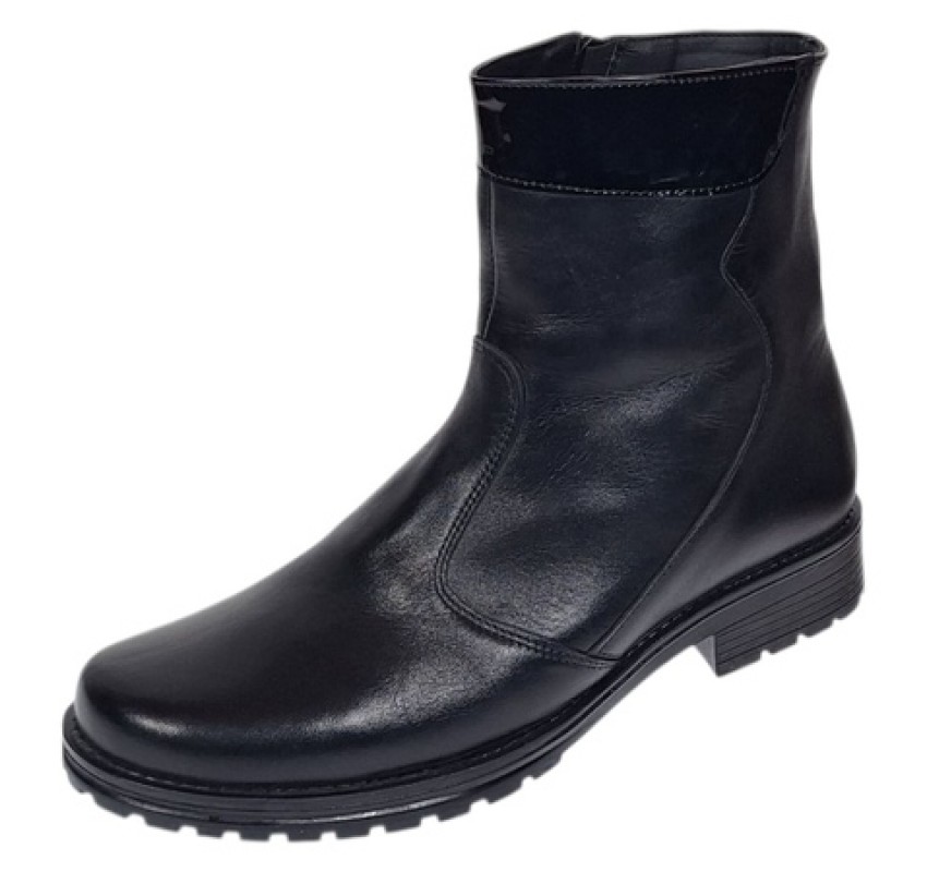 Oferta 38 Ghete dama din piele naturala cu fermoar negre imblanite LMVS21NL