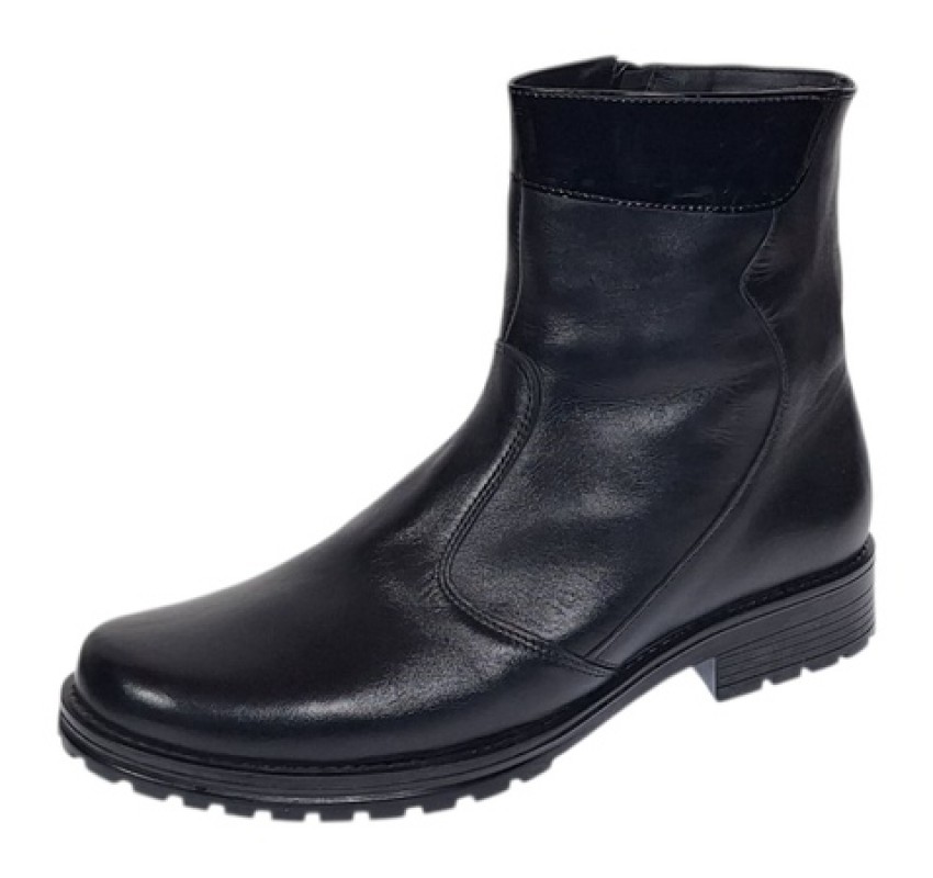 Oferta 38 Ghete dama din piele naturala cu fermoar negre imblanite LMVS21NL