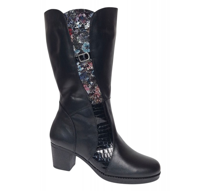 Oferta marimea 38 Cizme dama din piele naturala de culoare neagra Imblanite LMVS31CZM