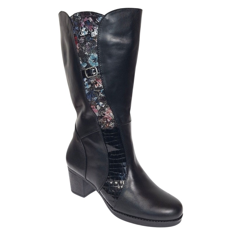 Oferta marimea 38 Cizme dama din piele naturala de culoare neagra Imblanite LMVS31CZM