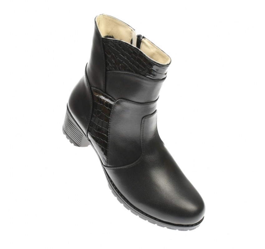 Marimea 37 Ghete dama din piele naturala, cu fermoar, imblanite, Negru LMVS43N Marimea 37 Ghete dama din piele naturala, cu fermoar, imblanite, Negru LMVS43N