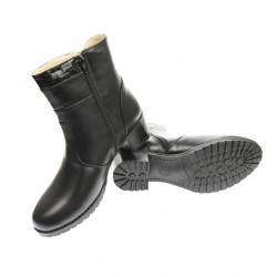 Marimea 37 Ghete dama din piele naturala, cu fermoar, imblanite, Negru LMVS43N