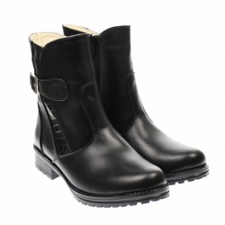 OFERTA marimea  35, 40, 41-  Ghete dama din piele naturala, cu fermoar, imblanite, Negru  LMVS51CR