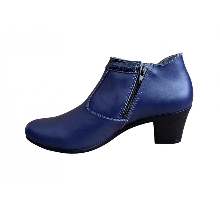 Oferta marimea 37 Ghetute dama din piele naturala cu fermoar bleumarin LMVS5BL