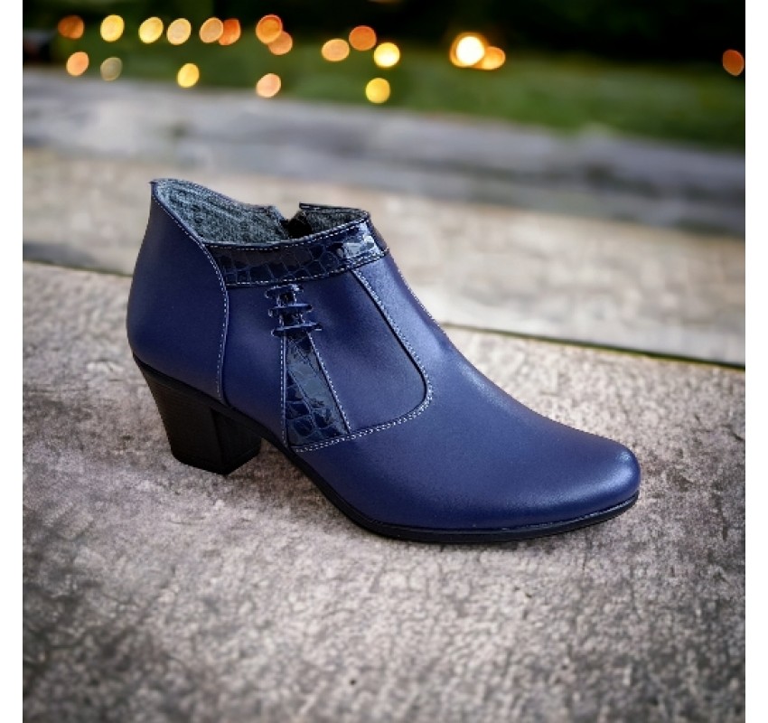 Oferta marimea 37 Ghetute dama din piele naturala cu fermoar bleumarin LMVS5BL