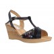 Marimea 35 Sandale dama din piele naturala, cu platforme de 7 cm, negru, MVS71NLCOL