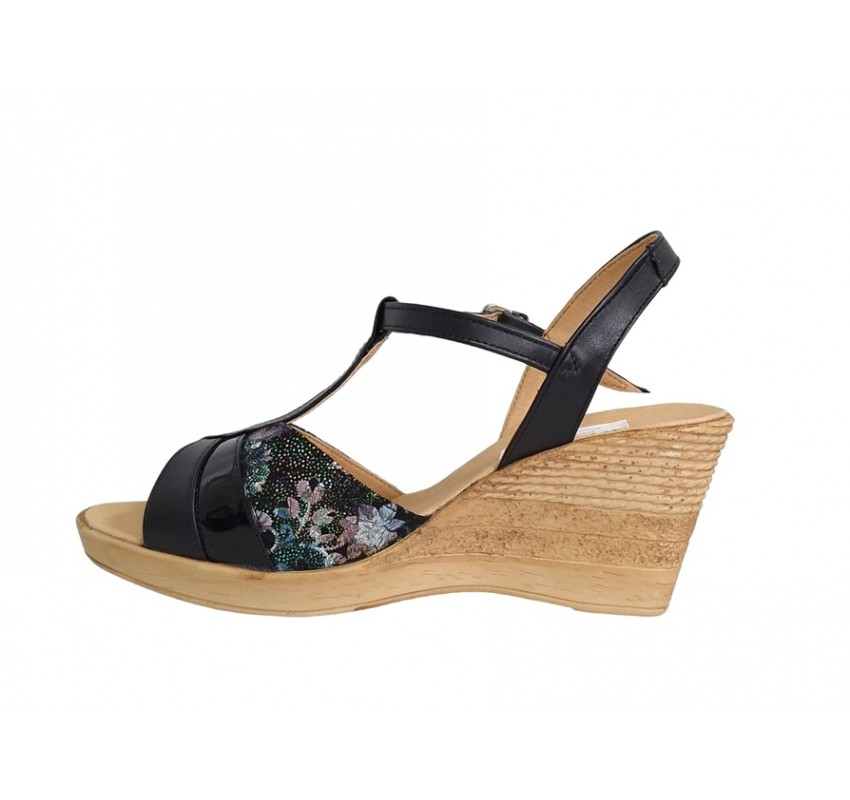 Marimea 35 Sandale dama din piele naturala, cu platforme de 7 cm, negru, MVS71NLCOL