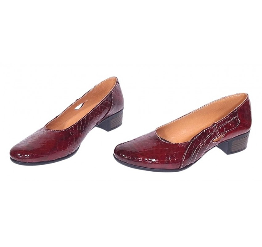 Marimea 37, 40 Pantofi dama din piele naturala Croco Lac Bordeaux - LMVSP1CRV