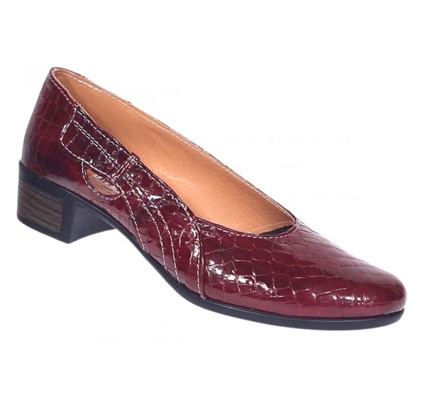 Marimea 37, 40 Pantofi dama din piele naturala Croco Lac Bordeaux - LMVSP1CRV