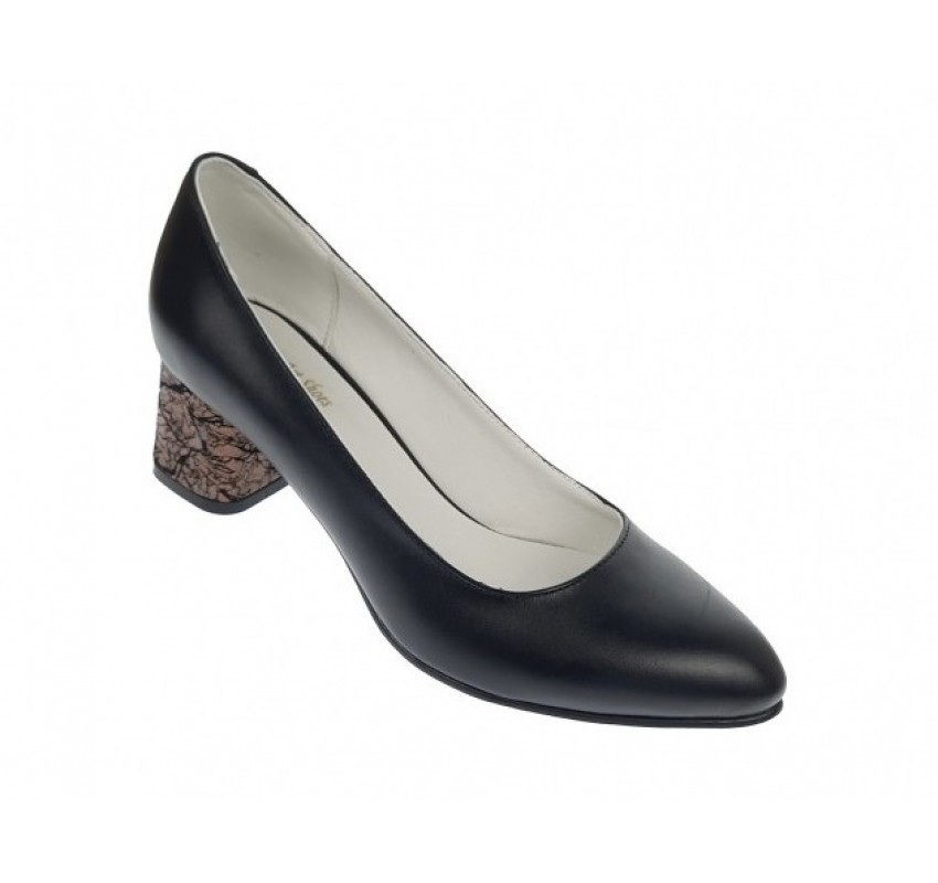 Oferta marimea 36, 38 -  Pantofi dama, eleganti, mozaic, din piele naturala box, toc 5 cm, Nergru - LNA100ARMNP