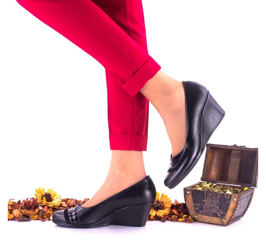 Oferta marimea 37, 38 -  Pantofi dama, casual, din piele naturala cu platforme de 6cm -  LNA115NPSL
