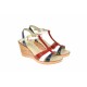 OFERTA marimea 37, 40 -  Sandale dama din piele naturala, bleumarin, alb, rosu - LNA134RAI