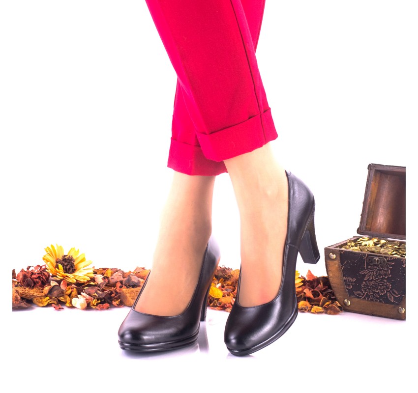 Oferta marimea 39 - Pantofi dama din piele naturala negri toc 7cm - LNA164 Oferta marimea 39 - Pantofi dama din piele naturala negri toc 7cm - LNA164