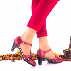 Oferta marimea, 40 - Pantofi dama din piele naturala rosu si piele naturala lacuita toc 7cm - LNA173RPL