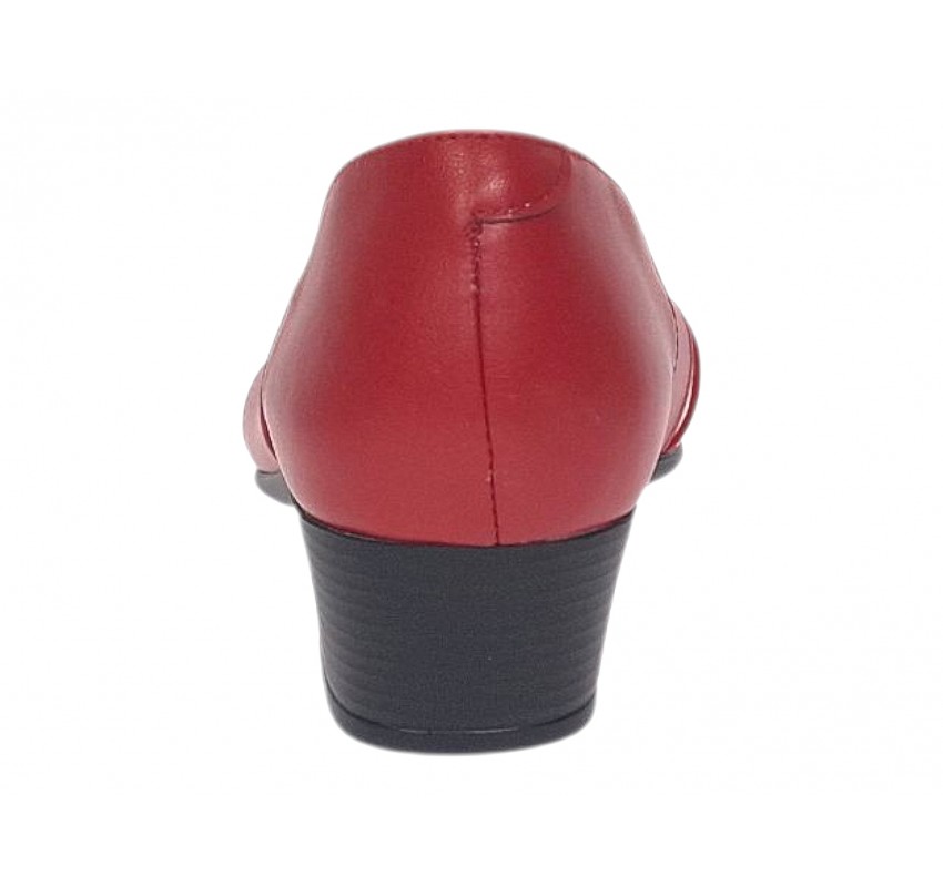 Marimea 37, 38 Sandale dama rosii din piele naturala, decupate lateral, cu toc mic elegant de 3 cm Roselia R