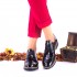 Oferta marimea 38,40 - Pantofi dama casual din piele naturala lacuita cu siret - LNA239NL