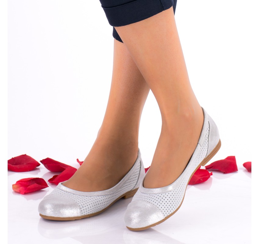 OFERTA marimea 36 - Balerini dama, model casual din piele naturala, argintii - LNA248 OFERTA marimea 36 - Balerini dama, model casual din piele naturala, argintii - LNA248