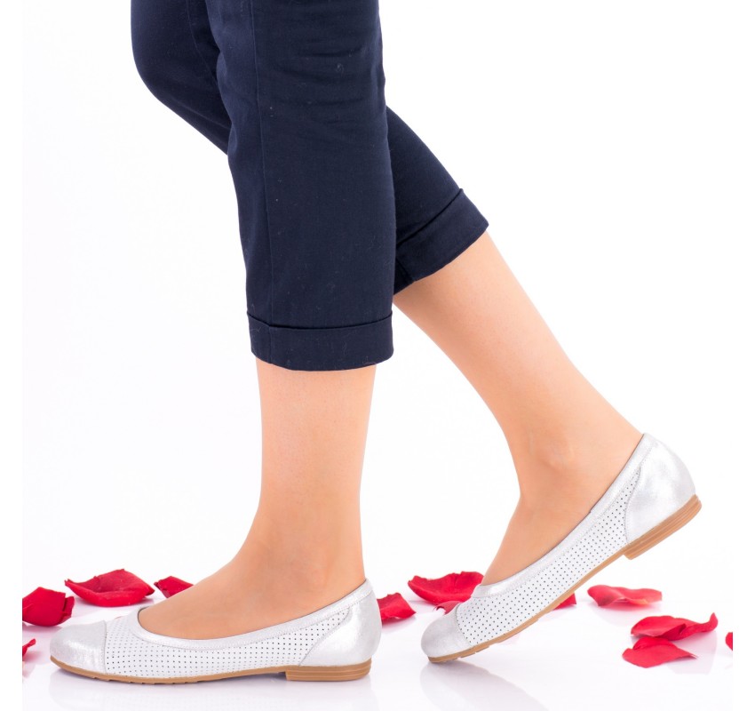 OFERTA marimea 36 - Balerini dama, model casual din piele naturala, argintii - LNA248 OFERTA marimea 36 - Balerini dama, model casual din piele naturala, argintii - LNA248