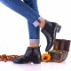 Oferta marimea 37, Botine dama negre din piele naturala cu fermoar - LNA275NP