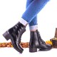 Oferta marimea 37 - Botine dama negre din piele naturala cu siret - LNA278