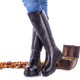 Oferta Marimea 39 Cizme dama inalte din piele naturala, negre, LNA290NP