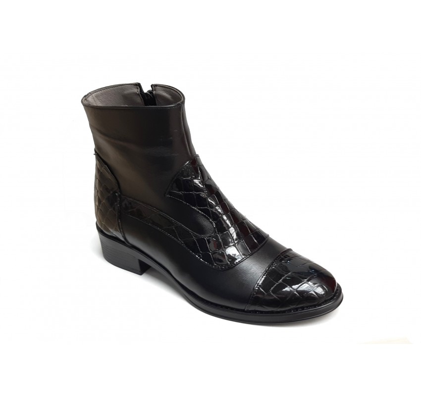 OFERTA marimea 39 - Ghete dama elegante negre din piele naturala croco si box - LNA322CRNP OFERTA marimea 39 - Ghete dama elegante negre din piele naturala croco si box - LNA322CRNP