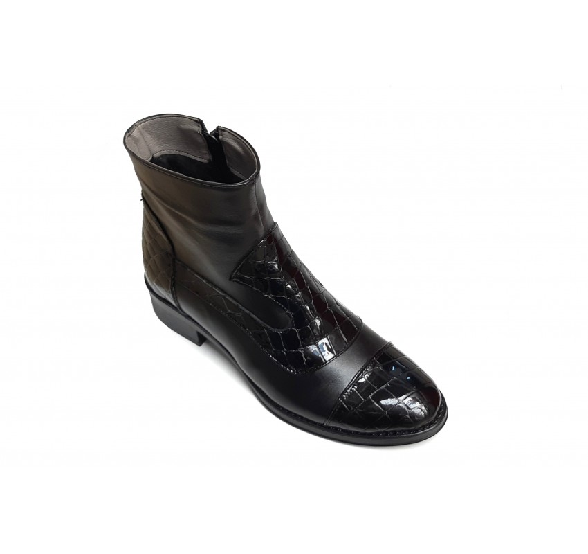OFERTA marimea 39 - Ghete dama elegante negre din piele naturala croco si box - LNA322CRNP OFERTA marimea 39 - Ghete dama elegante negre din piele naturala croco si box - LNA322CRNP