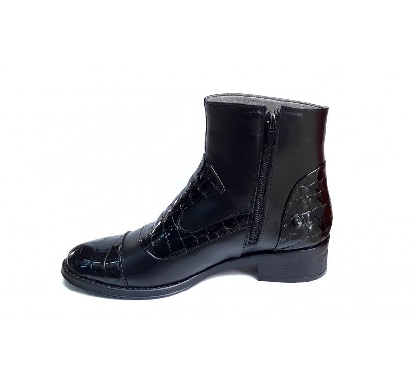 OFERTA marimea 39 - Ghete dama elegante negre din piele naturala croco si box - LNA322CRNP OFERTA marimea 39 - Ghete dama elegante negre din piele naturala croco si box - LNA322CRNP