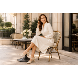 Marimea 38 Pantofi dama eleganti decupati din piele naturală, Bej Box cu Bej Lac LNA50BLP
