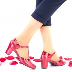 Marimi 35, 37  Pantofi dama rosii, eleganti din piele naturala toc 5cm - LNA50RLP