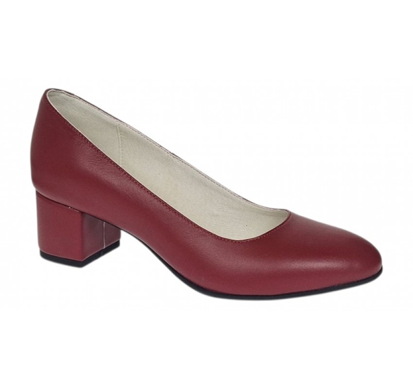 Marimea 37 Pantofi eleganti dama din piele naturala box, toc 5 cm - LNA73GRENA