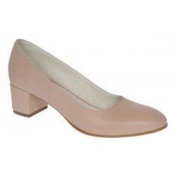 Pantofi eleganti dama din piele naturala Nude Box, toc 5 cm - Marimea 39