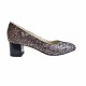 Oferta marimea 39 - Pantofi eleganti dama, mozaic metalic , din piele naturala box, toc 5 cm - LNA74MM