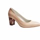 Oferta marimea 38 - Pantofi eleganti dama, bej, model floral, din piele naturala box, toc 6 cm - LNA87BEJ