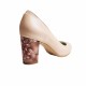 Oferta marimea 38 - Pantofi eleganti dama, bej, model floral, din piele naturala box, toc 6 cm - LNA87BEJ