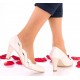 Marimea 37, 40 Pantofi dama nud din piele naturala si piele lacuita toc 7cm - LNAA42