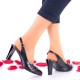 Oferta marimea 40 Pantofi dama negri eleganti din piele naturala toc 7cm - LNAA53