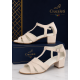 Marimea 36 Sandale dama crem din piele naturala toc 5cm - LNAA55CREM
