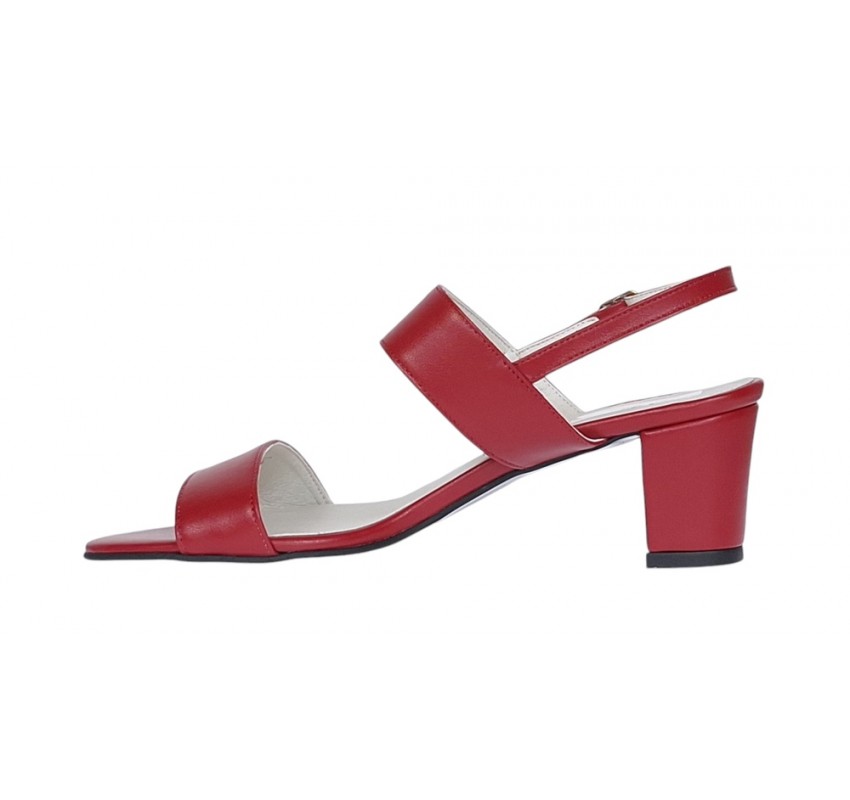 Oferta marimea 37 Sandale dama din piele naturala cu toc de 5cm Rosu LNA59ROSU