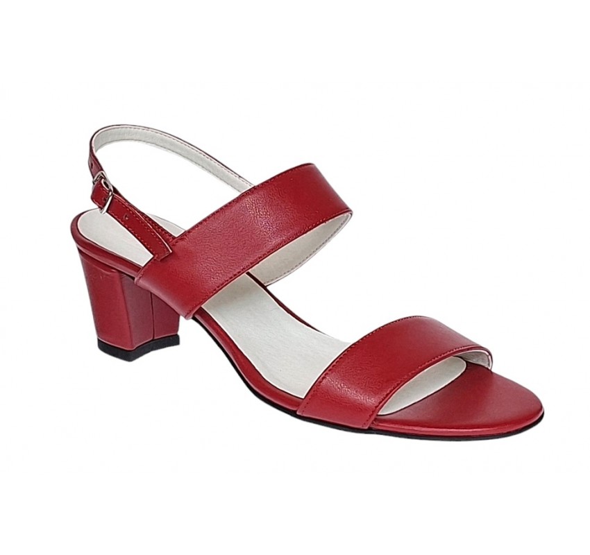 Oferta marimea 37 Sandale dama din piele naturala cu toc de 5cm Rosu LNA59ROSU