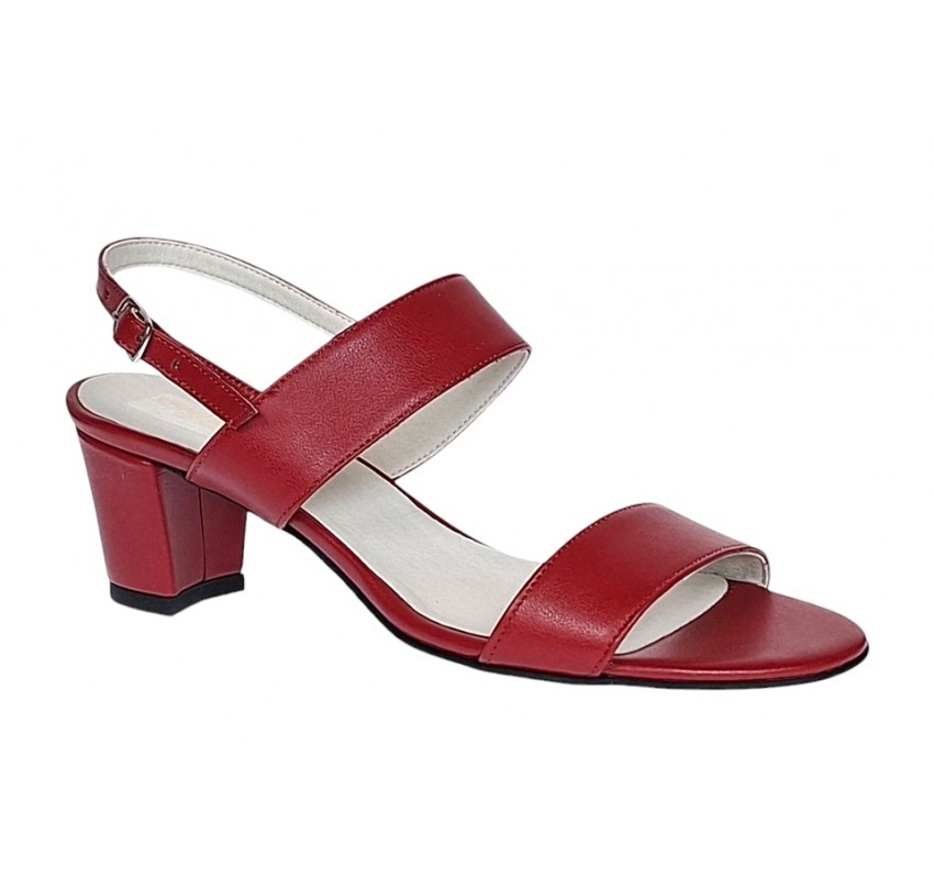 Oferta marimea 37 Sandale dama din piele naturala cu toc de 5cm Rosu LNA59ROSU