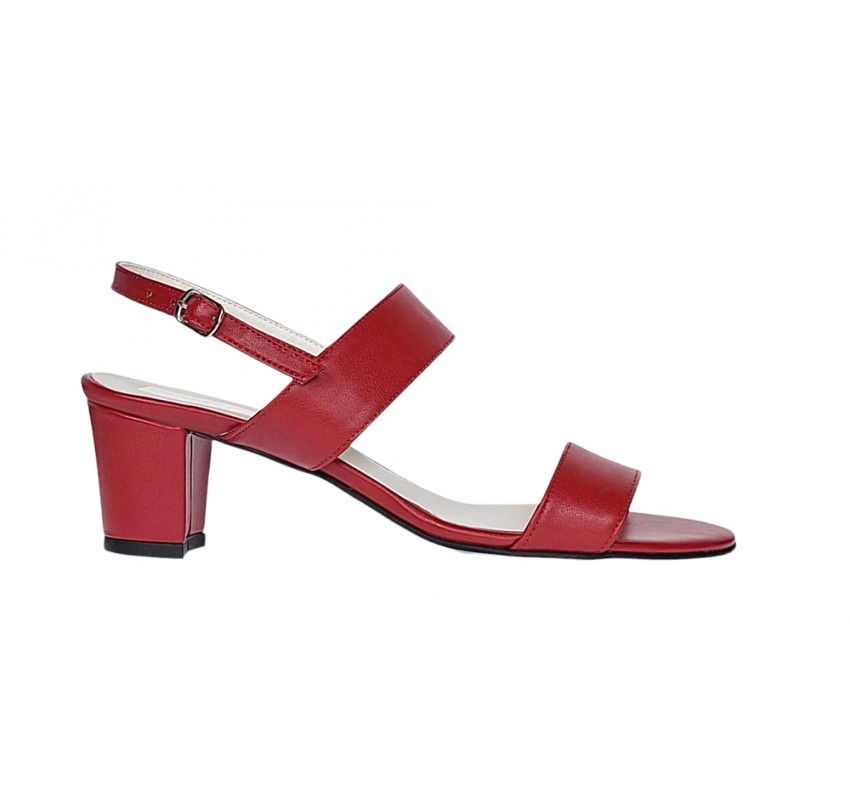 Oferta marimea 37 Sandale dama din piele naturala cu toc de 5cm Rosu LNA59ROSU