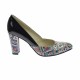 Marimea 40 - Pantofi dama, eleganti din piele naturala , negru cu imprimeu, toc 7cm - LNAA8NCOLOR