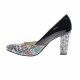 Marimea 40 - Pantofi dama, eleganti din piele naturala , negru cu imprimeu, toc 7cm - LNAA8NCOLOR