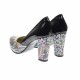 Marimea 40 - Pantofi dama, eleganti din piele naturala , negru cu imprimeu, toc 7cm - LNAA8NCOLOR