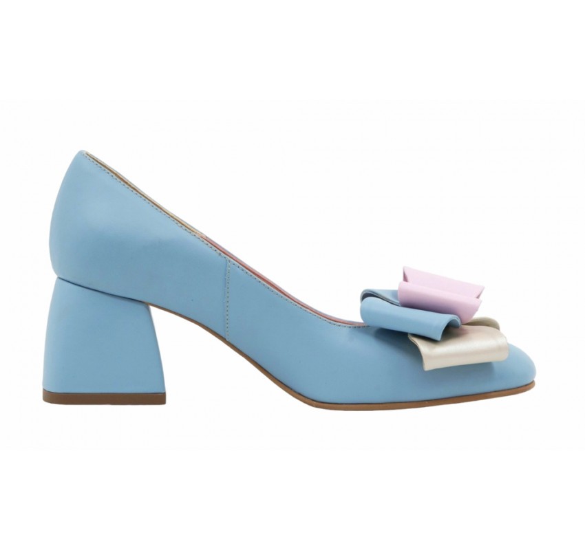 Marimea 38 Pantofi dama office din piele naturala bleu - LNAB1BLEU