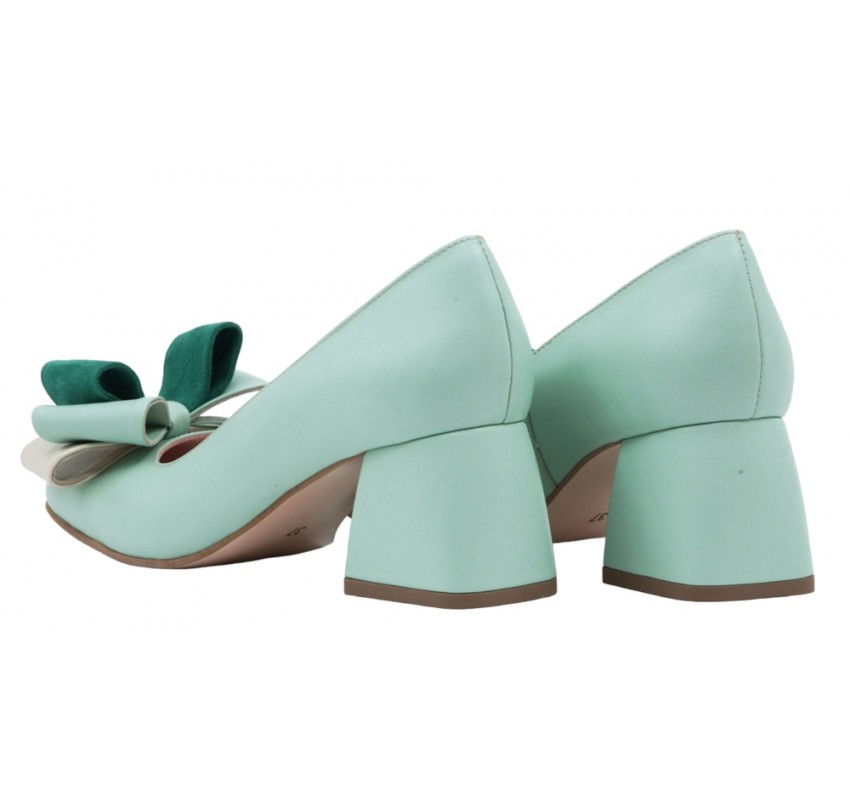 Marime 38 Pantofi dama office eleganti din piele naturala verde menta - LNAB1MENTA